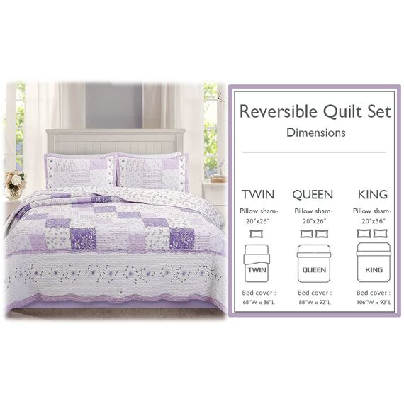 Cozy Line Home Fashions Love of Lilac Bettwäsche-Set, 3-teilig, für Queen-Size-Betten