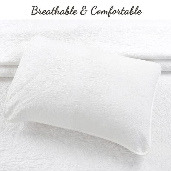 Cozy Line Home Fashions Bettwäsche-Quilt-Set aus 100 % Baumwolle, Matelassé-Medaillon, luxuriös, chic, wendbar, leichte Steppdecke, Tagesdecke für alle Jahreszeiten (Medaillon, Weiß, King, 3-teilig)