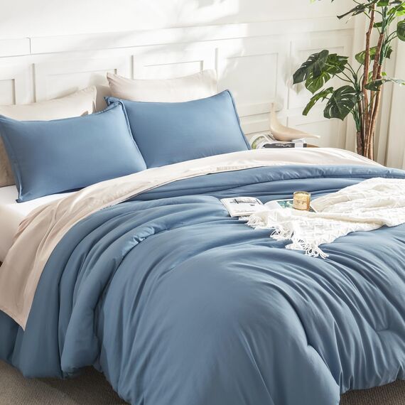 Litanika Bettwäsche-Set für Queen-Size-Betten, 3-teilig, leicht, einfarbig, Flauschiges Bettwäsche-Set für alle Jahreszeiten (228 x 228 cm Bettdecke und 2 Kissenbezüge)