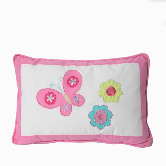 Cozy Line Home Fashions Pink Tulip Butterfly Floral 100% Cotton Reversible Quilt Bedding Set for Kids, Girls, Coverlet, Bedspreads (Twin - 4 Piece: 1 Quilt + 1 Standard Sham + 2 Decorative Pillows)