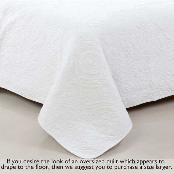Cozy Line Home Fashions Bettwäsche-Quilt-Set aus 100 % Baumwolle, Matelassé-Medaillon, luxuriös, chic, wendbar, leichte Steppdecke, Tagesdecke für alle Jahreszeiten (Medaillon, Weiß, King, 3-teilig)