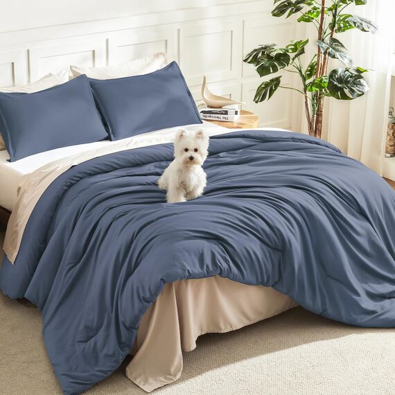 Litanika Bettwäsche-Set für Queen-Size-Betten, 3-teilig, leicht, einfarbig, flauschiges Bettwäsche-Set für alle Jahreszeiten, 228 x 228 cm (Bettdecke und 2 Kissenbezüge)