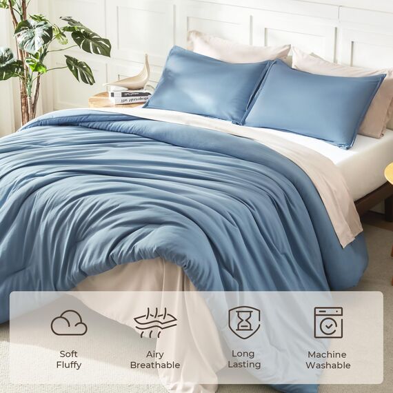 Litanika Bettwäsche-Set für Queen-Size-Betten, 3-teilig, leicht, einfarbig, Flauschiges Bettwäsche-Set für alle Jahreszeiten (228 x 228 cm Bettdecke und 2 Kissenbezüge)