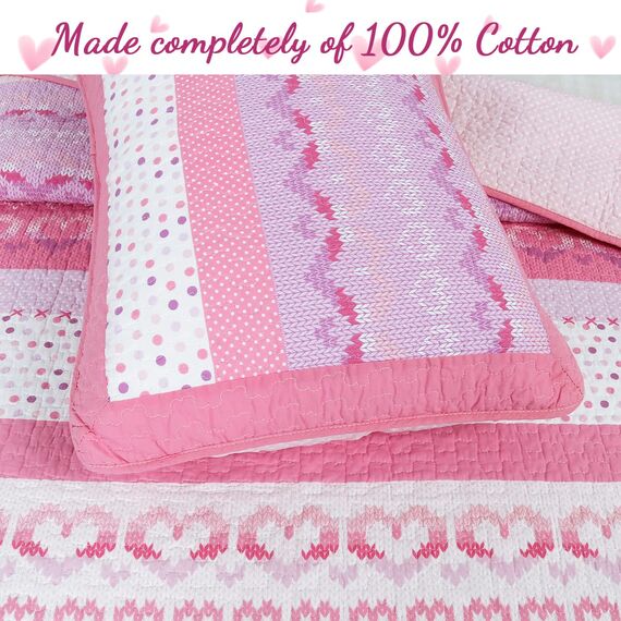 wethug Cozy Line Home Fashions Butterfly Fair Isle 100% Cotton Reversible Quilt Bedding Set, Coverlet, Bedspreads (Queen - 6 Piece: 1 Quilt + 2 Standard Sham + 3 Decorative Pillows)