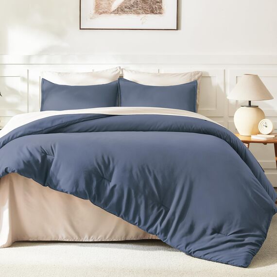 Litanika Bettwäsche-Set für Queen-Size-Betten, 3-teilig, leicht, einfarbig, flauschiges Bettwäsche-Set für alle Jahreszeiten, 228 x 228 cm (Bettdecke und 2 Kissenbezüge)