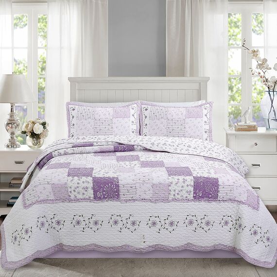 Cozy Line Home Fashions Love of Lilac Bettwäsche-Set, 3-teilig, für Queen-Size-Betten