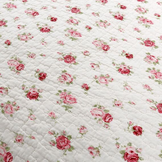 Cozy Line Home Fashions Pink Rose Garden Floral 100% Baumwolle Wendedecke Tagesdecke Steppdecke Bettwäsche-Set (Elfenbeinfarbene Rose, Queen-Size-Bett – 3-teilig)