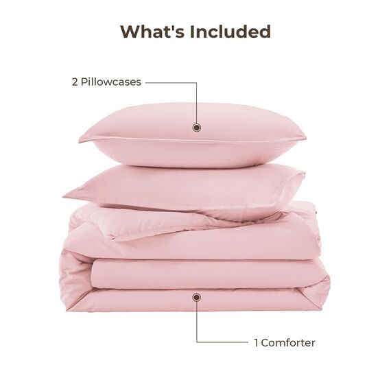 Litanika Bettwäscheset für Doppelbett, XL, 2-teilig, für Mädchen, Teenager, Kinder, niedlich, weich, einfarbig, Ganzjahres-Bettwäsche-Set (168 x 228 cm Bettdecke und 1 Kissenbezug) Rosa