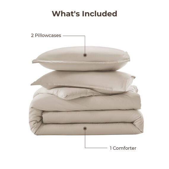 Litanika Oatmeal Twin/Twin XL Tröster-Set, 2-teilig, leicht, solide, flauschiges Bettwäsche-Set für alle Jahreszeiten (168 x 228 cm Bettdecke und 1 Kissenbezug)