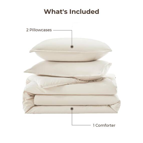 Litanika Übergroße King-Size-Bettdecke 120 x 120 cm, 3-teilig, Beige, leicht, einfarbig, für alle Jahreszeiten, flauschiges Bettwäsche-Set (1 Bettdecke und 2 Kissenbezüge)