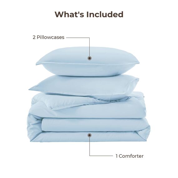 Litanika Bettdecken für Doppelbett, XL, leicht, einfarbig, für alle Jahreszeiten, flauschiges Bettwäsche-Set (168 x 228 cm Bettdecke und 1 Kissenbezug), Hellblau