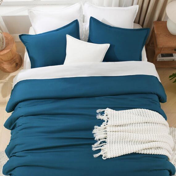 Litanika Teal Twin/Twin XL Tröster-Set, 2-teilig, Türkis, leicht, einfarbig, für alle Jahreszeiten, flauschiges Bettwäsche-Set (168 x 228 cm Bettdecke und 1 Kissenbezug)