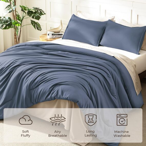 Litanika Bettwäsche-Set für King-Size-Betten, 3-teilig, leicht, einfarbig, für alle Jahreszeiten, flauschiges Bettwäsche-Set (277 x 228 cm Bettdecke und 2 Kissenbezüge)
