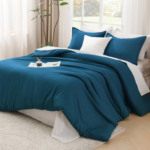 Litanika Teal Twin/Twin XL Tröster-Set, 2-teilig, Türkis, leicht, einfarbig, für alle Jahreszeiten, flauschiges Bettwäsche-Set (168 x 228 cm Bettdecke und 1 Kissenbezug)