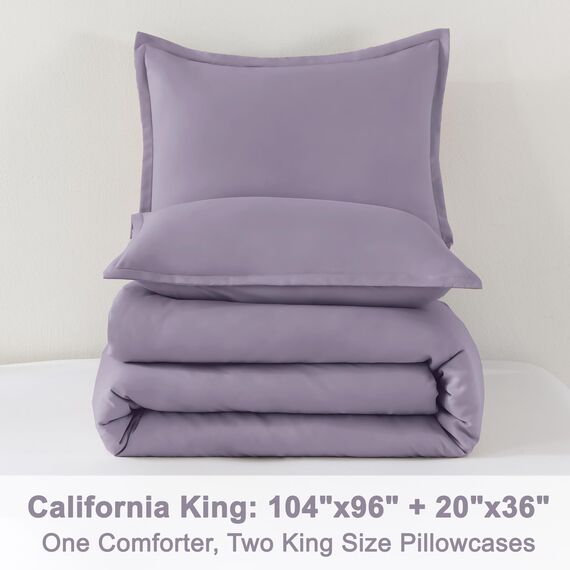 Litanika Bettwäsche-Set California King Size, 3-teilig, leicht, einfarbig, für alle Jahreszeiten, Flauschiges Bettwäsche-Set (277 x 244 cm Bettdecke und 2 Kissenbezüge)
