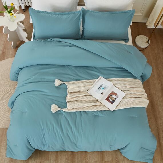 Litanika Bettwäsche-Set California King Size, 3-teilig, leicht, einfarbig, für alle Jahreszeiten, flauschiges Bettwäsche-Set (277 x 244 cm Bettdecke und 2 Kissenbezüge)