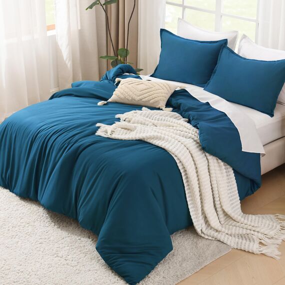 Litanika Teal Twin/Twin XL Tröster-Set, 2-teilig, Türkis, leicht, einfarbig, für alle Jahreszeiten, flauschiges Bettwäsche-Set (168 x 228 cm Bettdecke und 1 Kissenbezug)