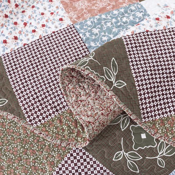 HoneiLife Bettwäsche-Set für Doppelbett, 2-teilig, Mikrofaser, wendbar, Patchwork-Bezüge, Blumen-Bettwäsche-Set, Ganzjahresdecken, Spleißen, Mokka-Rose