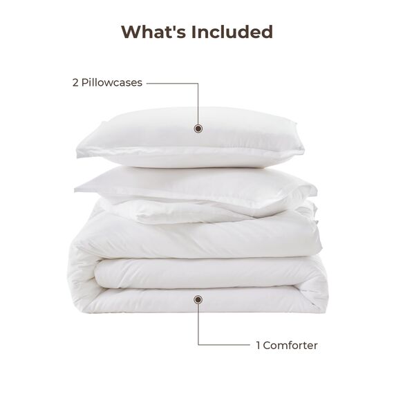 Litanika Weißes Bettdecken-Set für Queen-Size-Betten, 3-teilig, leicht, einfarbig, für alle Jahreszeiten, flauschiges Bettwäsche-Set (228 x 228 cm Bettdecke und 2 Kissenbezüge)