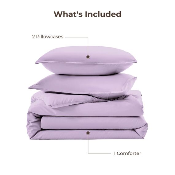 Litanika Bettwäsche-Set für Queen-Size-Betten, leicht, einfarbig, für alle Jahreszeiten, flauschiges Bettwäsche-Set (228 x 228 cm Bettdecke und 2 Kissenbezüge) Lavendelviolett