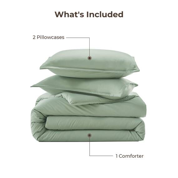 Litanika Übergroßes Bettwäsche-Set für King-Size-Bett, 3-teilig, Salbeigrün, leicht, einfarbig, für alle Jahreszeiten, flauschiges Bettwäsche-Set (1 Bettdecke und 2 Kissenbezüge)