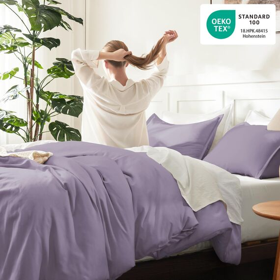 Litanika Bettwäsche-Set für King-Size-Betten, 3-teilig, leicht, einfarbig, flauschiges Bettwäsche-Set für alle Jahreszeiten, 277 x 228 cm (Bettdecke und 2 Kissenbezüge)