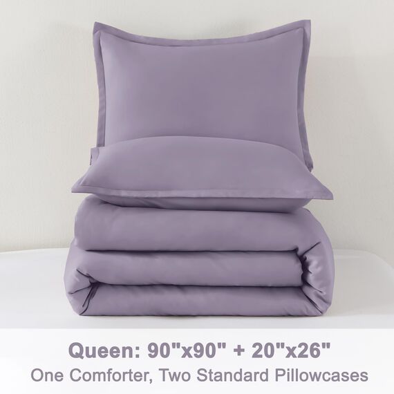 Litanika Bettwäsche-Set für Queen-Size-Betten, leicht, einfarbig, für alle Jahreszeiten, flauschiges Bettwäsche-Set (228 x 228 cm große Bettdecke und 2 Kissenbezüge)