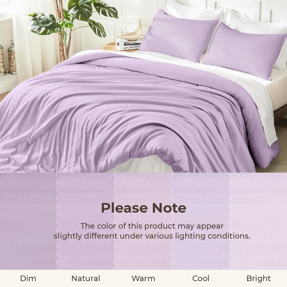Litanika Bettwäsche-Set für Queen-Size-Betten, leicht, einfarbig, für alle Jahreszeiten, flauschiges Bettwäsche-Set (228 x 228 cm Bettdecke und 2 Kissenbezüge) Lavendelviolett