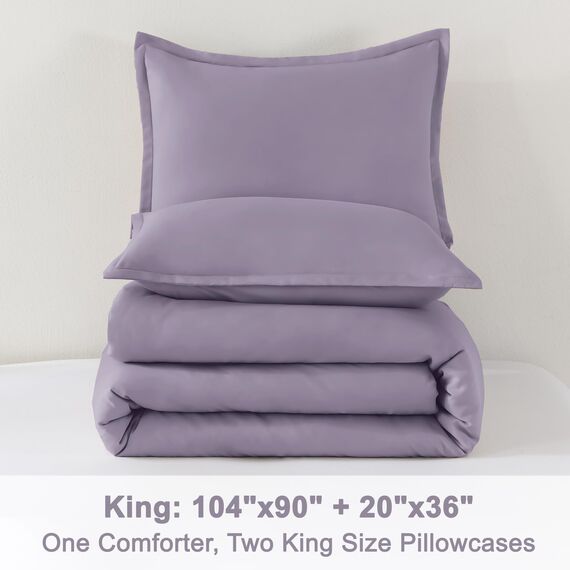 Litanika Bettwäsche-Set für King-Size-Betten, 3-teilig, leicht, einfarbig, flauschiges Bettwäsche-Set für alle Jahreszeiten, 277 x 228 cm (Bettdecke und 2 Kissenbezüge)