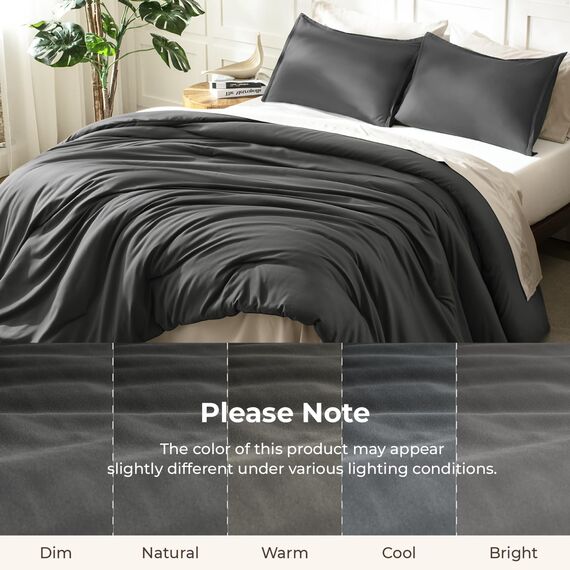 Litanika Graues Bettwäsche-Set für Queen-Size-Betten, leicht, einfarbig, für alle Jahreszeiten, flauschiges Bettwäsche-Set (228 x 228 cm Bettdecke und 2 Kissenbezüge)