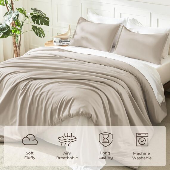 Litanika Oatmeal Steppdecke, Queen-Size-Größe, 3-teilig, leicht, solide, flauschiges Bettwäsche-Set für alle Jahreszeiten, 228 x 228 cm (Bettdecke und 2 Kissenbezüge)