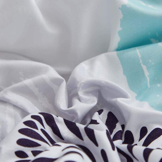 Uozzi Bedding Bunte Punkte, Bettbezug-Set, Doppelbett, rosa, gelb, grau, blau, Kreise, wendbar, Alternative 800 TC Kinder-Bettwäsche-Set, 1 Mikrofaser-Steppdecke mit 2 Kissenbezügen