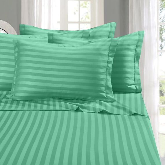Elegant Comfort Weichstes und gemütlichstes 6-teiliges Bettlaken-Set, 1500 hochwertige Mikrofaser in Hotelqualität, Tiefe Taschen, knitterfrei, 6-teiliges Damast-Streifen-Bettwäsche-Set, voll