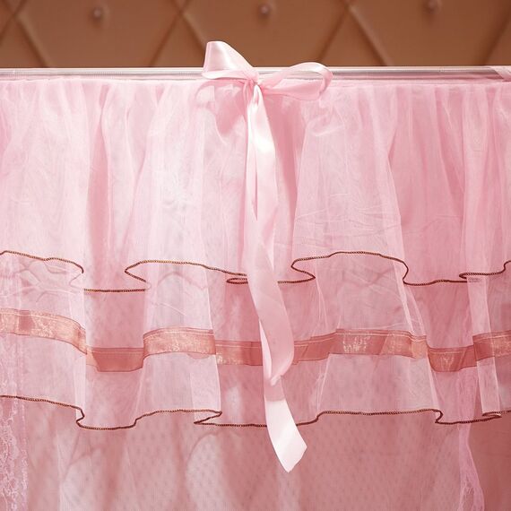 Uozzi Bedding Betthimmel mit 4 Ecken, rosa Betthimmel, Bettvorhang für Mädchen und Erwachsene, niedlich, gemütlich, quadratisch, für Doppelbett, 4 Öffnungen, 114,3 cm B x 203,2 cm L, Moskitonetz,