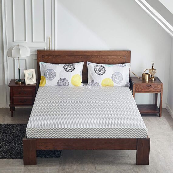 Uozzi Bedding Bett in einer Tasche, 7-teilig, King-Size-Größe, bunte Punkte, weiche Mikrofaser, wendbares Bettdecken-Set (1 x Bettdecke, 2 x Kissenbezüge, 1 x Spannbetttuch, 2 x Kissenbezüge)