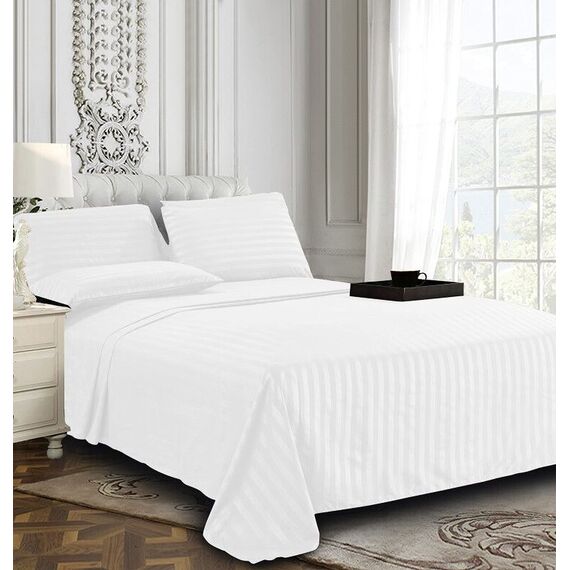 Eleganten Komfort Best, Weichsten, coziest 6 Tabelle Sets. – 1500 Fadenzahl Ägyptische Qualität Luxuriöse knitterfrei 6 Damast Streifen Bed Sheet Set, California King weiß
