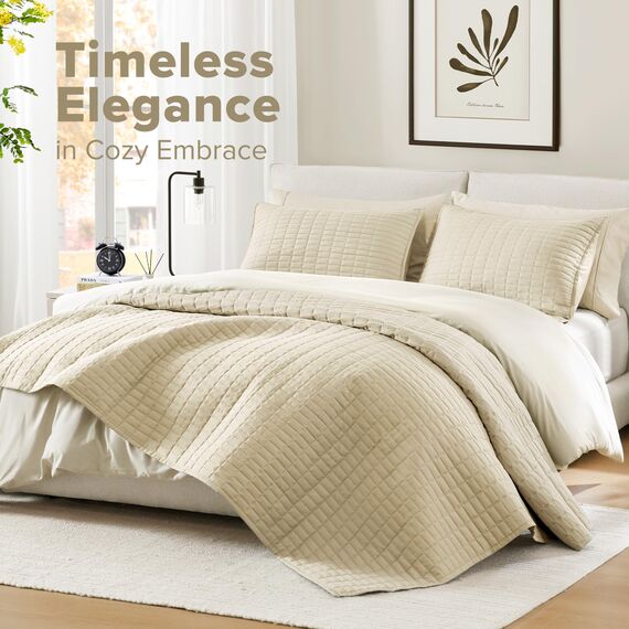 Comfort Spaces Kienna Bettwäsche-Set, luxuriös, doppelseitiges Näh-Design, alle Jahreszeiten, leicht, Tagesdecke, Bettwäsche, passende Kissenbezüge, übergroßes Kingsize-Bett (304,8 x 299,7 cm),