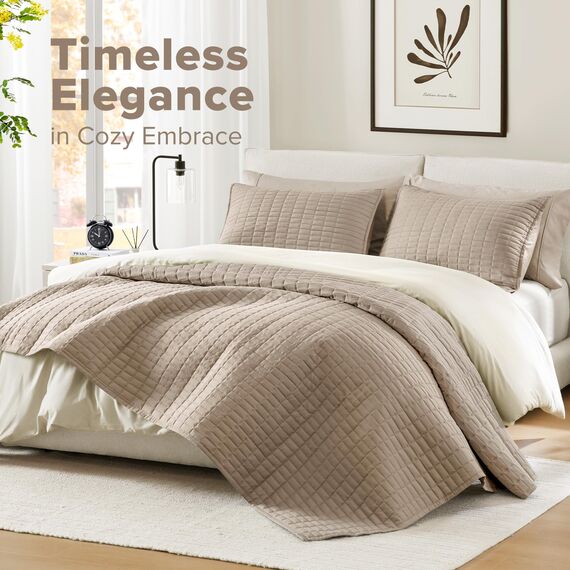 Comfort Spaces Kienna Ganzjahres-Tagesdecke, leicht, Übergröße, 259,1 x 299,7 cm, Taupe