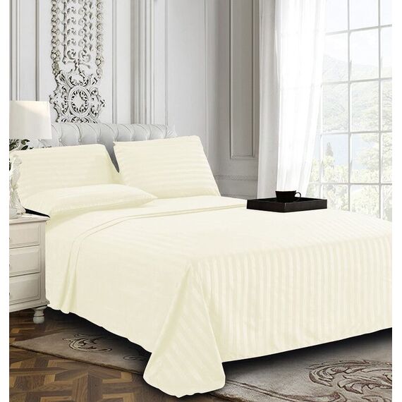 Eleganten Komfort Best, Weichsten, coziest 6 Tabelle Sets. – 1500 Fadenzahl Ägyptische Qualität Luxuriöse knitterfrei 6 Damast Streifen Bettwäsche, King Elfenbeinfarben