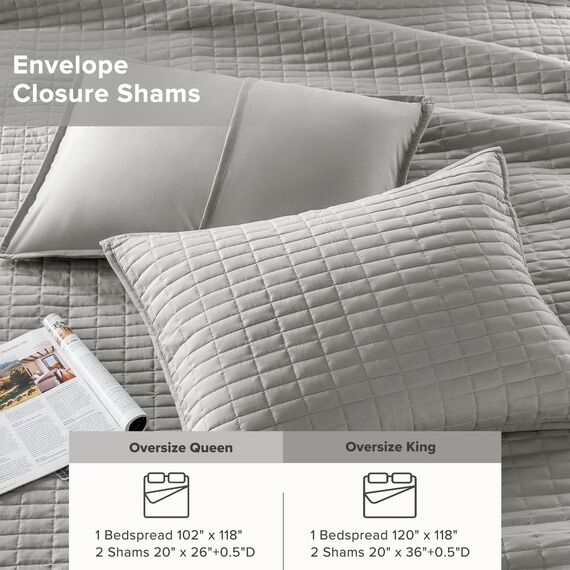 Comfort Spaces Kienna Bettwäsche-Set, luxuriös, doppelseitiges Näh-Design, für alle Jahreszeiten, leicht, Tagesdecke, Bettwäsche, passende Kissenbezüge, übergroßes Kingsize-Bett (304,8 x 299,7 cm),