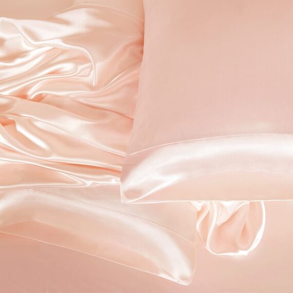 Homiest 4-teiliges Satin-Bettwäsche-Set, luxuriöses, seidiges Satin-Bettwäsche-Set mit tiefer Tasche, 1 Spannbetttuch + 1 Bettlaken + 2 Kissenbezüge (King-Size, Champagner)