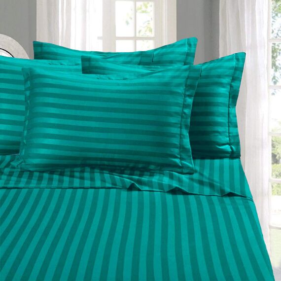 Eleganten Komfort Best, Weichsten, coziest 6 Tabelle Sets. – 1500 Fadenzahl Ägyptische Qualität Luxuriöse knitterfrei 6 Damast Streifen Bed Sheet Set, Queen türkis