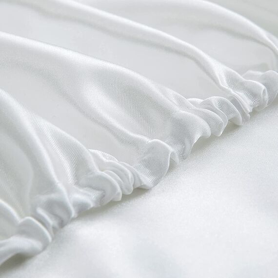 Homiest 4-teiliges extra tiefes Satin-Bettwäsche-Set, Queen-Size-Bettlaken, 45.7,61 cm tiefe Taschen, weißes Satin-Bettlaken-Set, luxuriöses Spannbetttuch-Set, passend für ultratiefe Matratzen