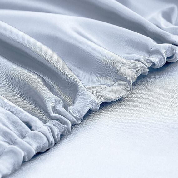 Homiest 4-teiliges extra tiefes Satin-Bettwäsche-Set, Queen-Size-Bettlaken, 45.7,61 cm tiefe Taschen-Bettlaken, luxuriöses Spannbetttuch-Set, passend für ultratiefe Matratzen