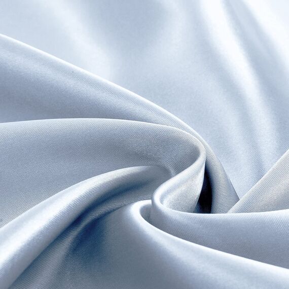 Homiest 4-teiliges Satin-Bettwäsche-Set mit tiefer Tasche, 1 Spannbetttuch + 1 Bettlaken + 2 Kissenbezüge (volle Größe, Babyblau)