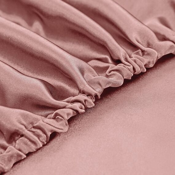 Homiest 4-teiliges Satin-Bettwäsche-Set, luxuriöses, seidiges Satin-Bettwäsche-Set mit tiefer Tasche, 1 Spannbetttuch + 1 Bettlaken + 2 Kissenbezüge (King-Size, sattes Pink)