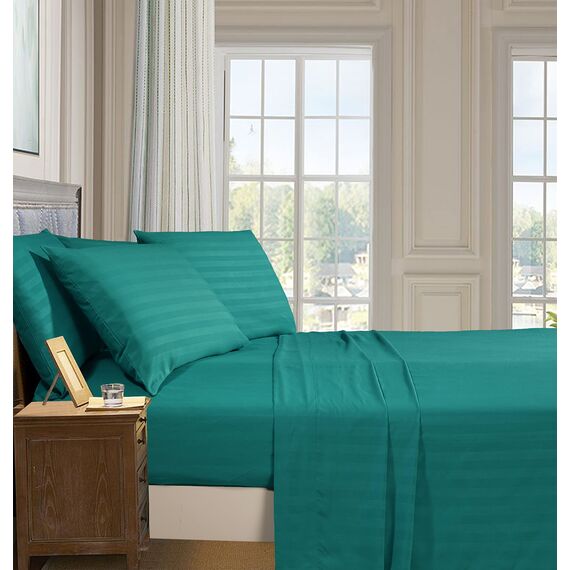 Eleganten Komfort Best, Weichsten, coziest 6 Tabelle Sets. – 1500 Fadenzahl Ägyptische Qualität Luxuriöse knitterfrei 6 Damast Streifen Bed Sheet Set, Queen türkis