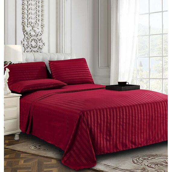 Eleganten Komfort Best, Weichsten, coziest 6 Tabelle Sets. – 1500 Fadenzahl Ägyptische Qualität Luxuriöse knitterfrei 6 Damast Streifen Bed Sheet Set, Queen Burgund