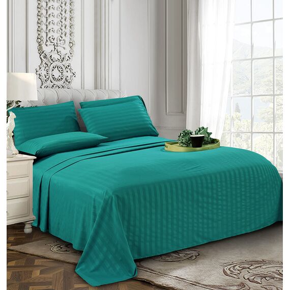 Eleganten Komfort Best, Weichsten, coziest 6 Tabelle Sets. – 1500 Fadenzahl Ägyptische Qualität Luxuriöse knitterfrei 6 Damast Streifen Bed Sheet Set, Queen türkis