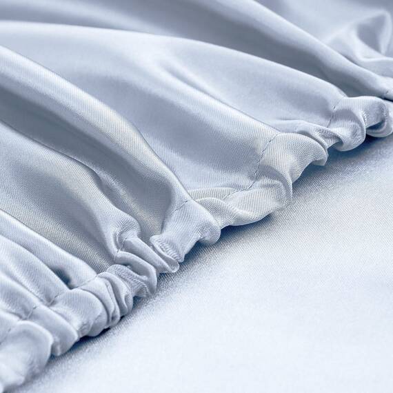 Homiest 4-teiliges Satin-Bettwäsche-Set mit tiefer Tasche, 1 Spannbetttuch + 1 Bettlaken + 2 Kissenbezüge (Queen-Size-Größe, Babyblau)